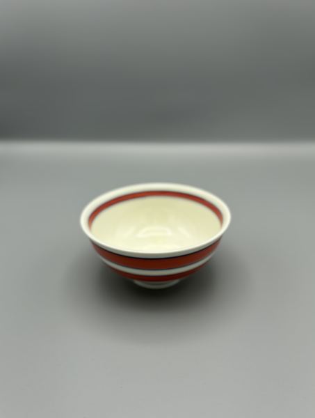 茶碗　朱と濃紺のストライプ柄　飯椀（2枚目）