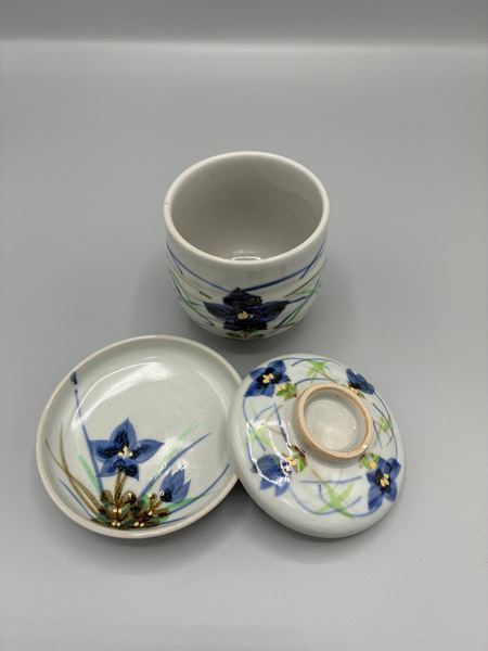煎茶椀　蒸し椀　蓋付き　受け皿付き　金彩　花（2枚目）