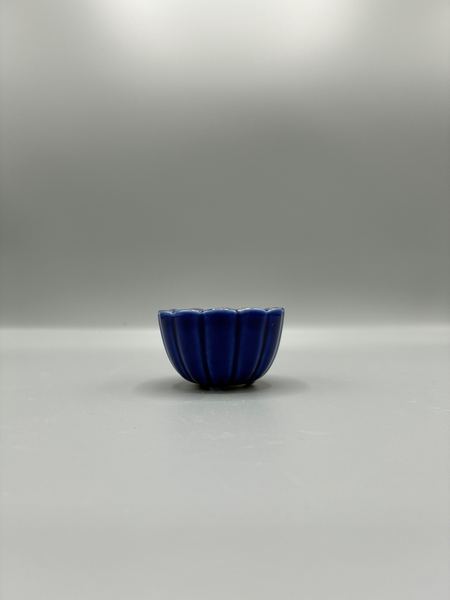 小鉢　青　菊　金縁　足付き