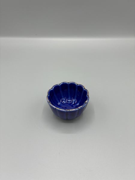 小鉢　青　菊　金縁　足付き（2枚目）