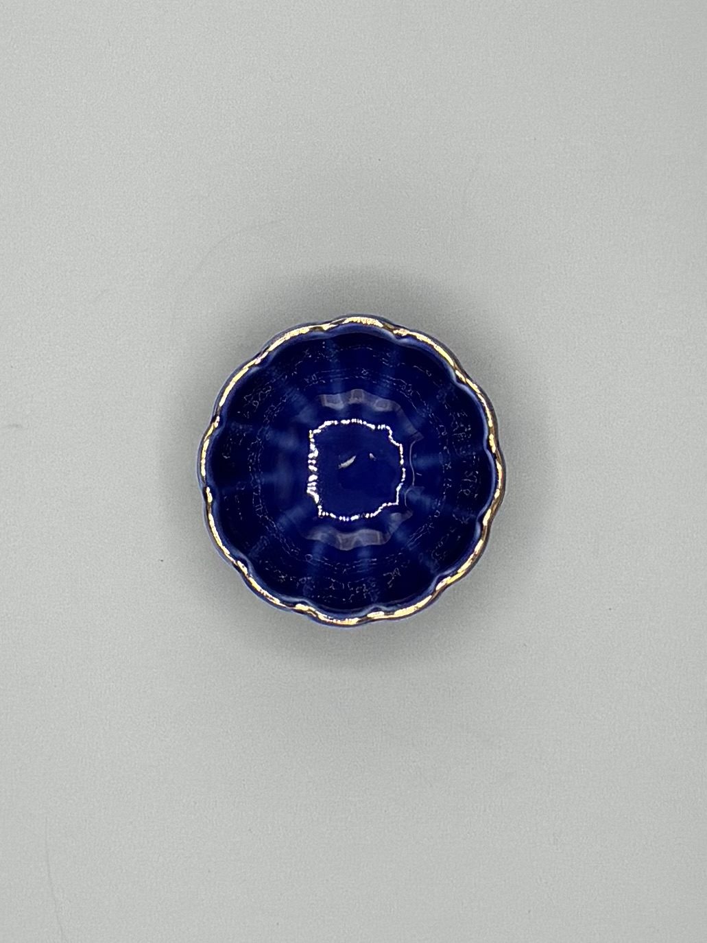 小鉢　青　菊　金縁　足付き（3枚目）